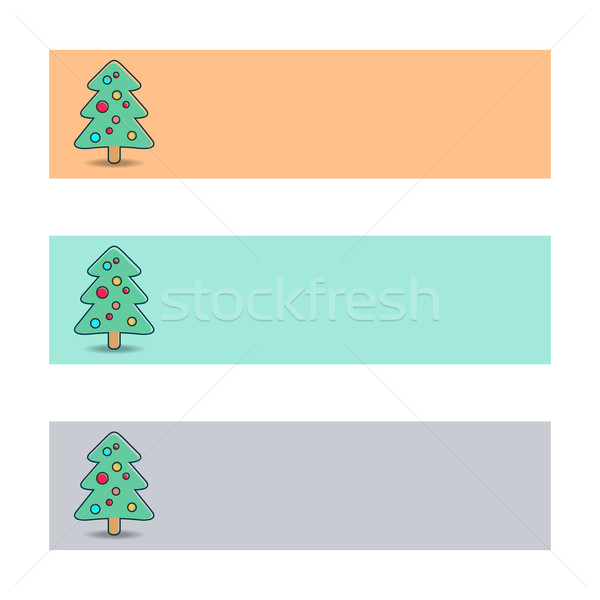 Banners árvore de natal conjunto três colorido mão Foto stock © blumer1979