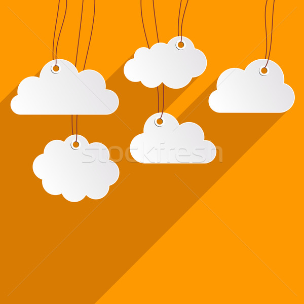 Nuages blanche suspendu papier orange internet [[stock_photo]] © blumer1979