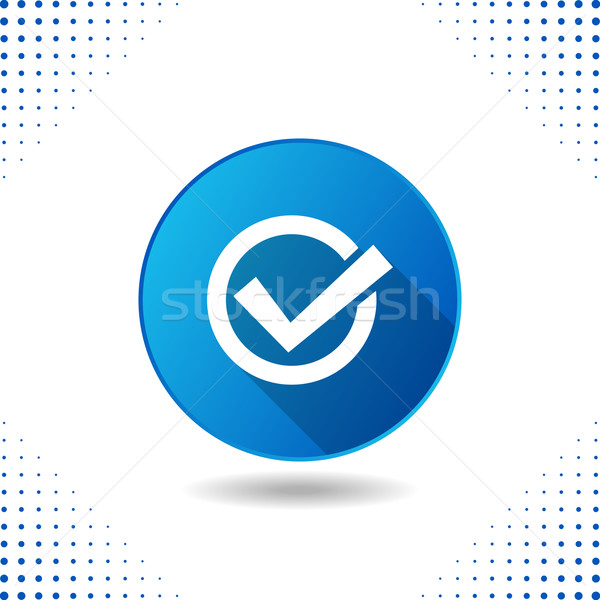 Tick icon on blue button Stock photo © blumer1979