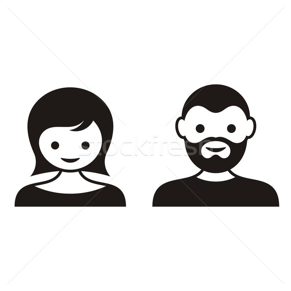 商業照片: 男子 · 女人的臉 · 圖標 · 黑色 · 向量 · 可愛