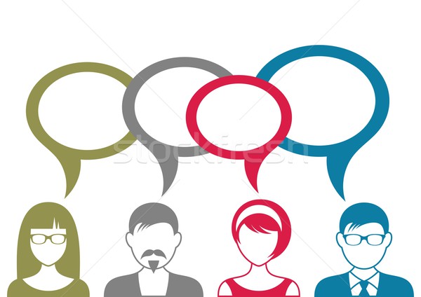 People icons with speech bubbles Stock photo © blumer1979