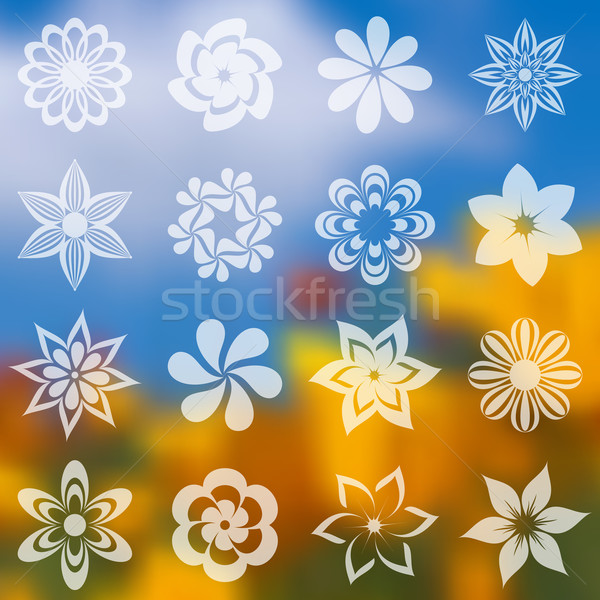 Flower icons collection Stock photo © blumer1979