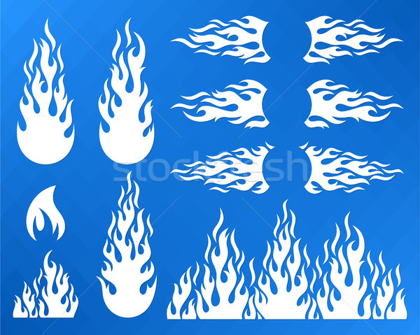Stock foto: Dekorativ · Feuer · Flamme · Design · Elemente · weiß