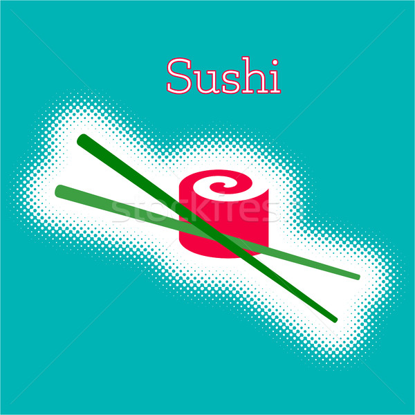 Vector sushi roll with chop sticks Stock photo © blumer1979