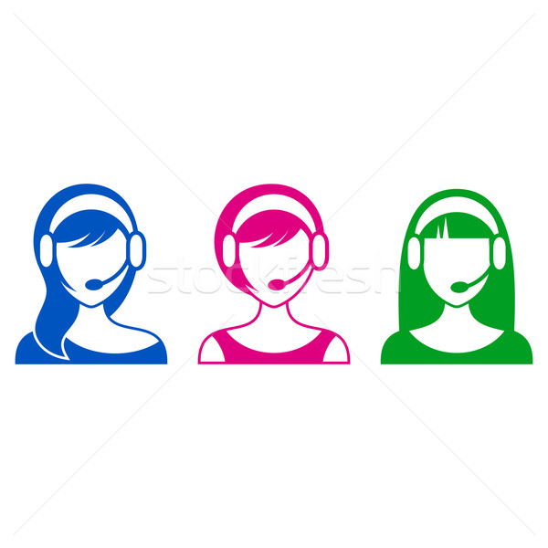 Stock photo: Support or call center woman icons