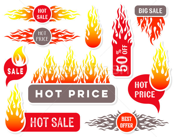 Hot price sale text labels flame design Stock photo © blumer1979