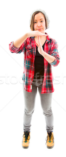 Young woman making time out signal with hands Stock photo © bmonteny