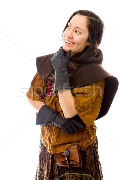 Young woman thinking with hand on chin Stock photo © bmonteny