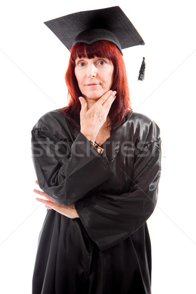 Retrato maduro estudante em pé mão queixo Foto stock © bmonteny