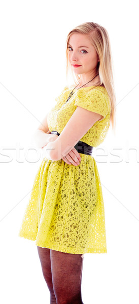 Belle jeune femme permanent portrait robe [[stock_photo]] © bmonteny