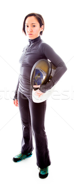 Retrato femenino esgrima uniforme Foto stock © bmonteny