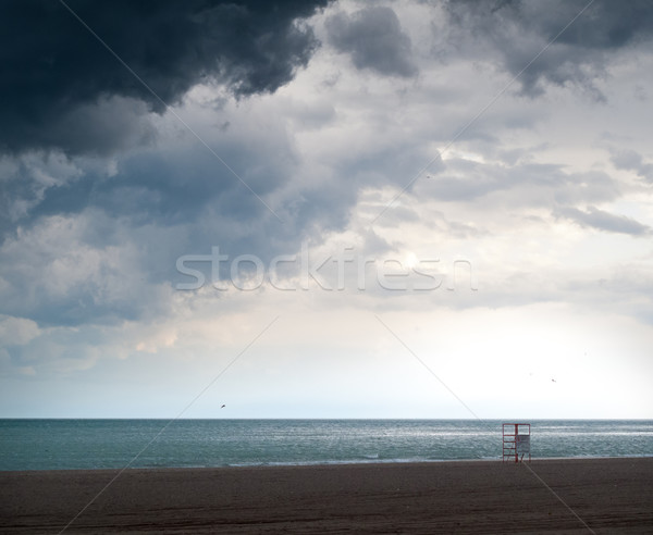 Badmeester stoel strand hemel natuur landschap Stockfoto © bmonteny