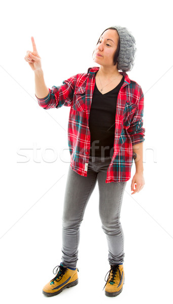 Young woman using imagery virtual screen Stock photo © bmonteny