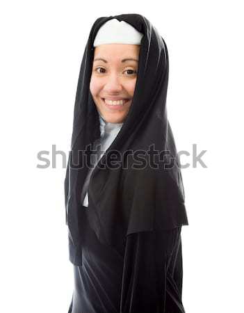 Young woman smiling with her hand on chin Stock photo © bmonteny