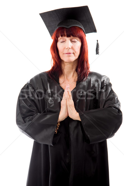 Mature student standing with hands clasped Stock photo © bmonteny