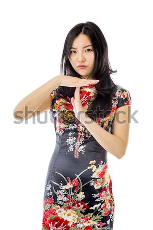 Asian young woman showing timeout signal Stock photo © bmonteny