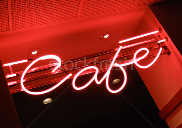 Low angle view of neon sign of a cafe Stock photo © bmonteny