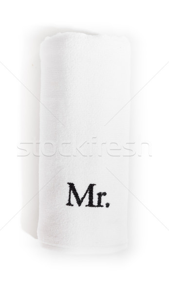 rolled mr white towel isolated on a white background Stock photo © bmonteny
