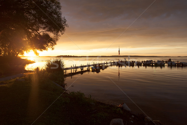 Bateaux quai coucher du soleil ontario peuvent Canada Photo stock © bmonteny