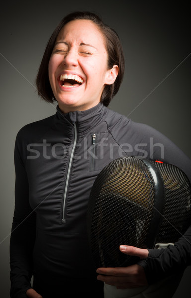 Female fencer laughing Stock photo © bmonteny