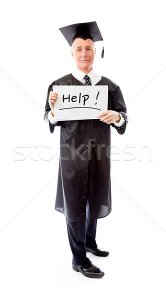 Foto stock: Senior · masculino · pós-graduação · mensagem · conselho