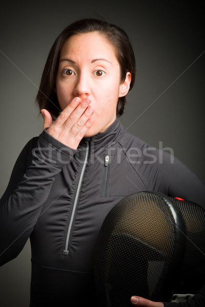 Femenino mano boca choque caucásico Foto stock © bmonteny