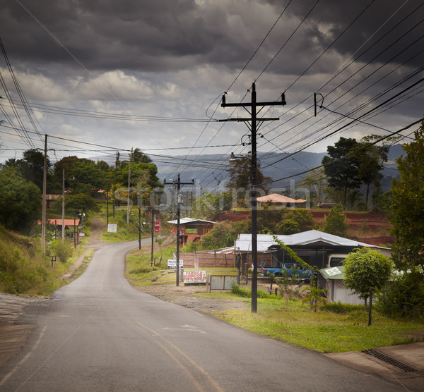 Foto stock: Casas · carretera · pueblo · Costa · Rica · árbol · edificio