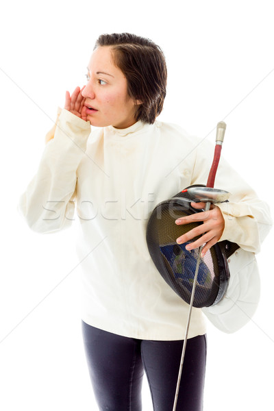 Female fencer whispering Stock photo © bmonteny