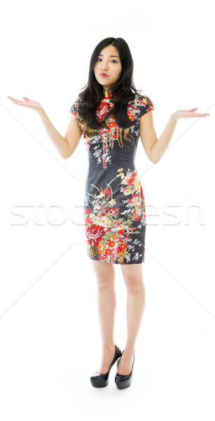 Asian young woman don't know what to do isolated on white background Stock photo © bmonteny