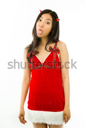 Sexy asian santa claus shy for love Stock photo © bmonteny