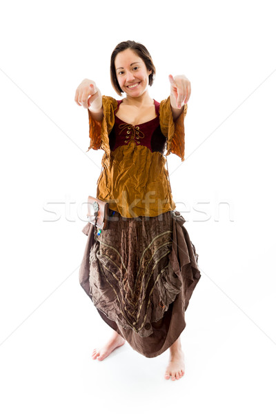 Young woman pointing towards camera from both hands Stock photo © bmonteny