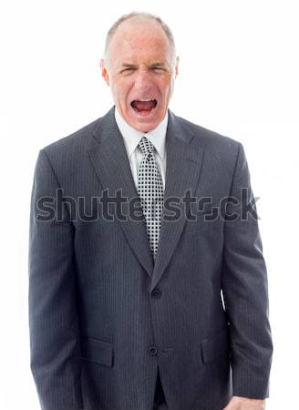 Businessman screaming in frustration isolated on white backgroun Stock photo © bmonteny