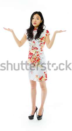 Asian young woman making stop gesture and showing stop Stock photo © bmonteny