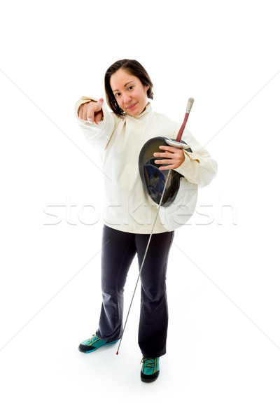 Female fencer pointing towards camera Stock photo © bmonteny