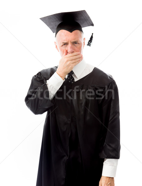 Senior masculino pós-graduação mão boca homem Foto stock © bmonteny
