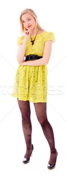 Piękna młoda kobieta stałego strony podbródek buty Zdjęcia stock © bmonteny