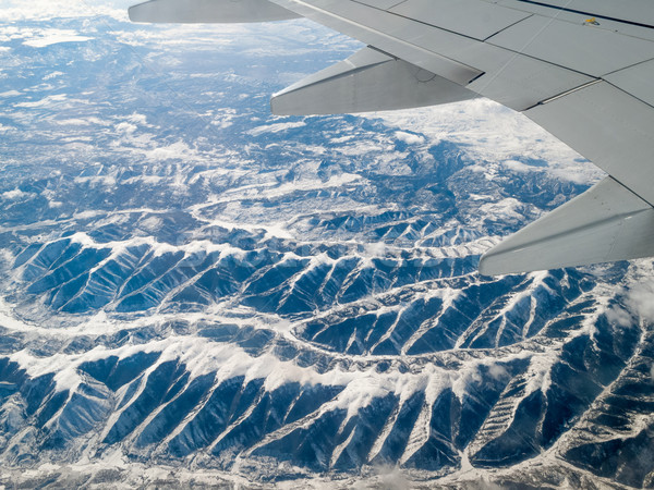 Aerial view of mountain range viewed from airplane, Alberta's Ro Stock photo © bmonteny