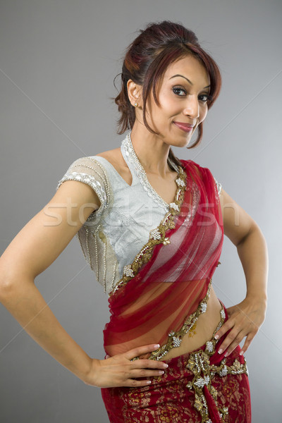 年輕 印度 女子 常設 武器 成人 商業照片 © bmonteny