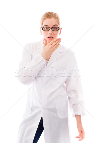 Female scientist standing and looking shocked Stock photo © bmonteny