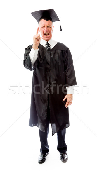 Senior masculino pós-graduação raiva em pé fundo branco Foto stock © bmonteny