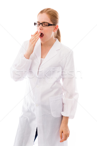 Female scientist yawning Stock photo © bmonteny