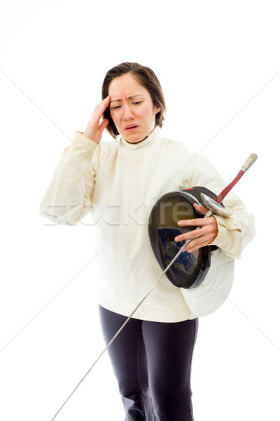 Female fencer suffering from headache Stock photo © bmonteny