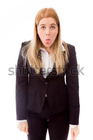 Conmocionado mujer de negocios las manos en alto caucásico mujer Foto stock © bmonteny