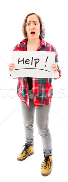 Young woman showing help sign Stock photo © bmonteny