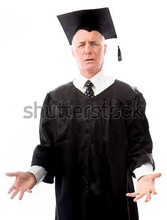 Senior mannelijke afgestudeerde vinger lippen geïsoleerd Stockfoto © bmonteny