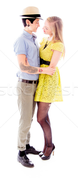 Lesbiană cuplu rochie panoramic în picioare încredere Imagine de stoc © bmonteny