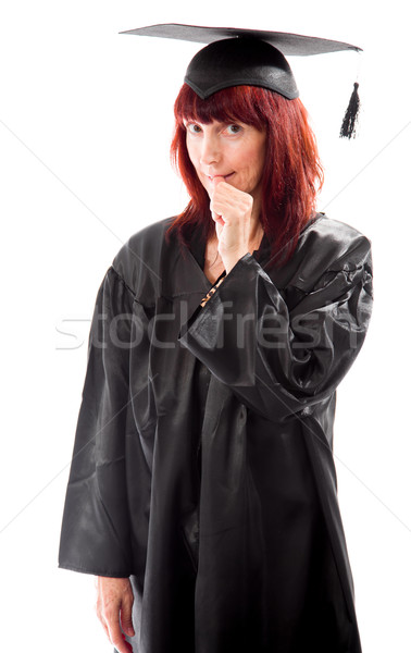 Mature student standing and biting fingernails Stock photo © bmonteny