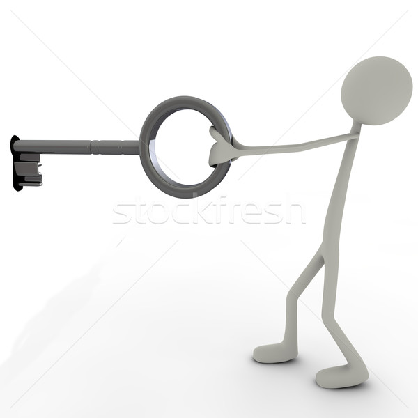 Stock photo: figure with a big key