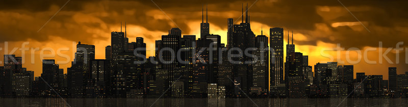 Skyline grand ciel construction coucher du soleil rue [[stock_photo]] © bmwa_xiller