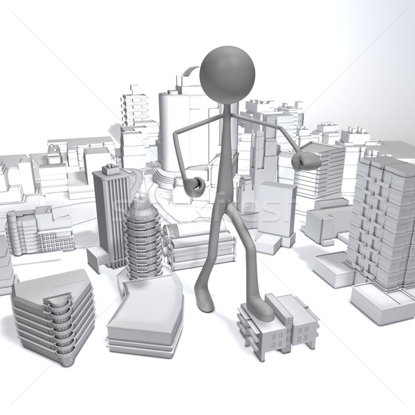 Stock photo: Stickman - City